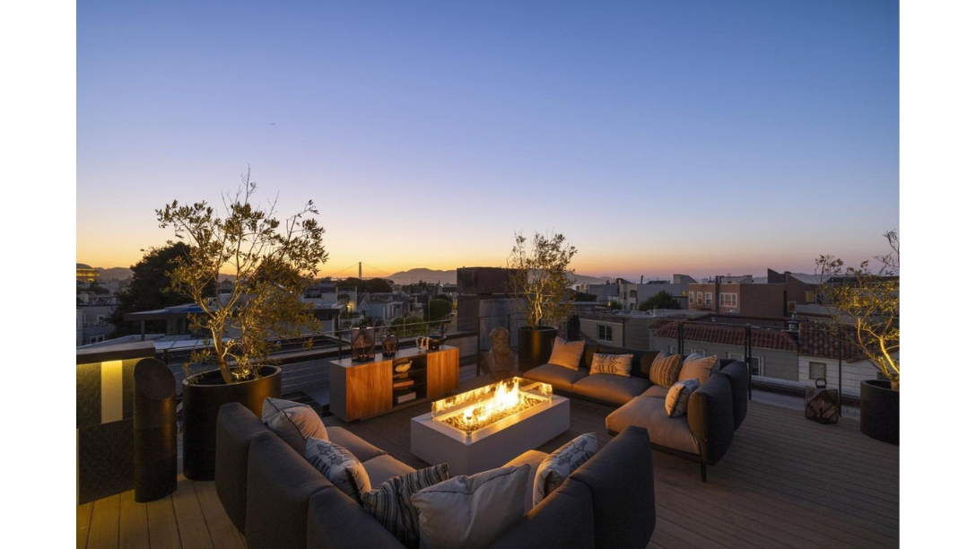 Marina District roof with fire pit