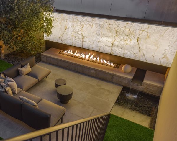 Marina District Home Fireplace and backyard showcase